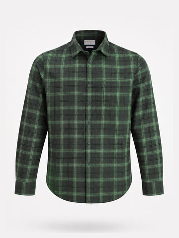 Men's Green Slim Fit Checkered Casual Shirt