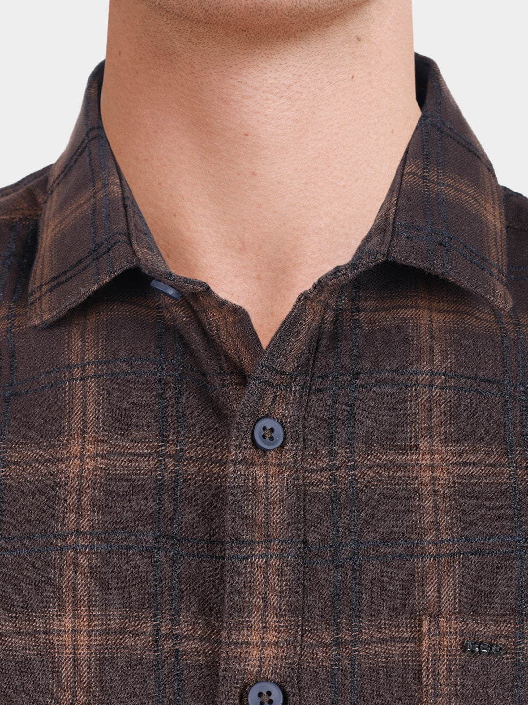 Men's Brown Slim Fit Checkered Casual Shirt