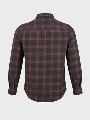 Men's Brown Slim Fit Checkered Casual Shirt