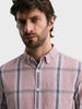 Men's Pink Slim Fit Checkered Casual Shirt