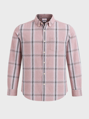 Men's Pink Slim Fit Checkered Casual Shirt