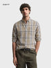Men's Khaki Slim Fit Checkered Casual Shirt