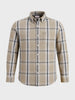 Men's Khaki Slim Fit Checkered Casual Shirt