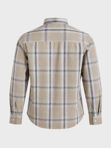 Men's Khaki Slim Fit Checkered Casual Shirt