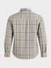 Men's Khaki Slim Fit Checkered Casual Shirt