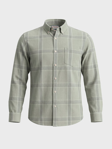 Men's Green Slim Fit Checkered Casual Shirt