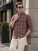 Men's Brown Slim Fit Checkered Casual Shirt