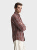Men's Brown Slim Fit Checkered Casual Shirt