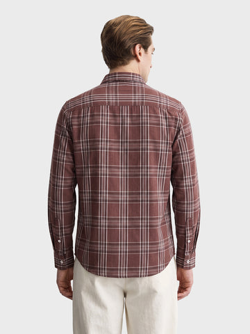 Men's Brown Slim Fit Checkered Casual Shirt