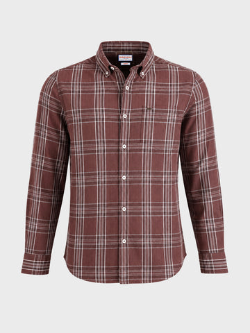 Men's Brown Slim Fit Checkered Casual Shirt