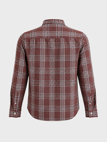 Men's Brown Slim Fit Checkered Casual Shirt
