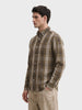Men's Khaki Slim Fit Checkered Casual Shirt