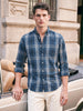 Men's Blue Slim Fit Checkered Casual Shirt