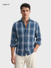 Men's Blue Slim Fit Checkered Casual Shirt