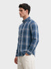 Men's Blue Slim Fit Checkered Casual Shirt