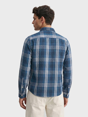 Men's Blue Slim Fit Checkered Casual Shirt
