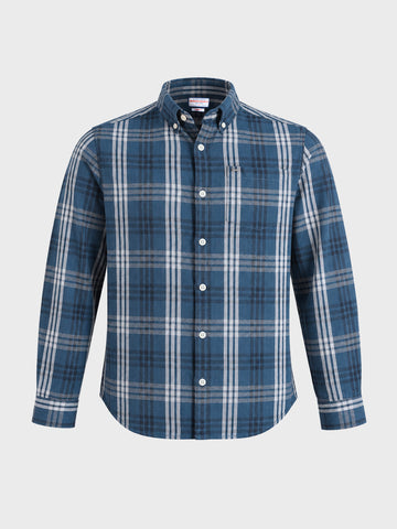 Men's Blue Slim Fit Checkered Casual Shirt