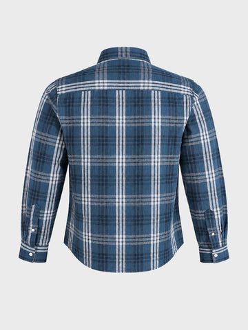 Men's Blue Slim Fit Checkered Casual Shirt