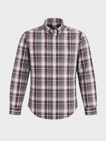 Men's Brown Slim Fit Checkered Casual Shirt