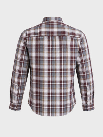 Men's Brown Slim Fit Checkered Casual Shirt