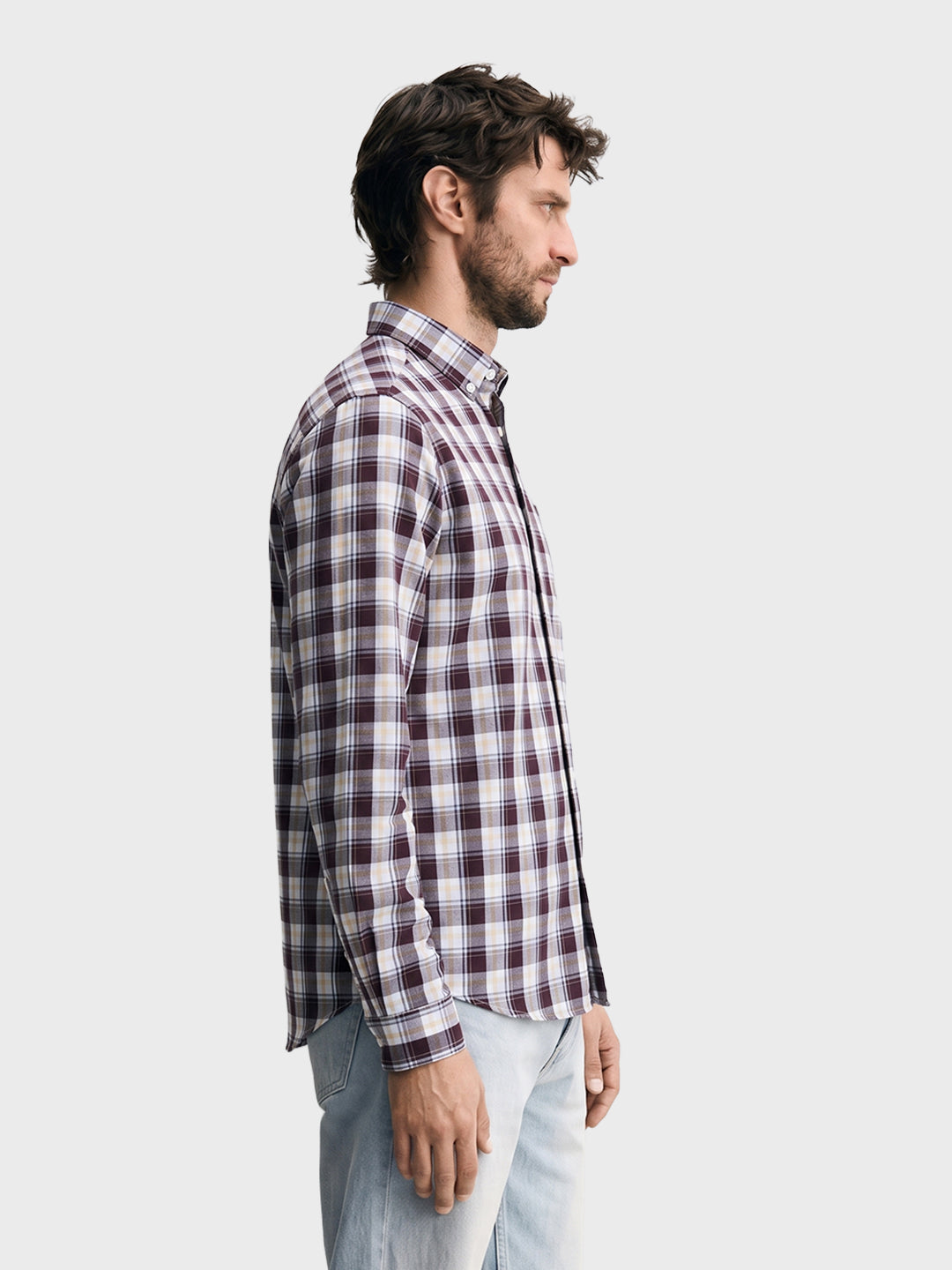 Men's Brown Slim Fit Checkered Casual Shirt