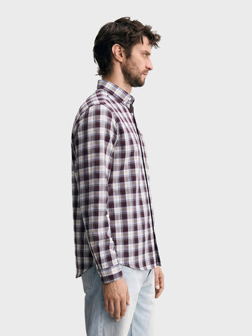 Men's Brown Slim Fit Checkered Casual Shirt