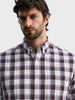 Men's Brown Slim Fit Checkered Casual Shirt