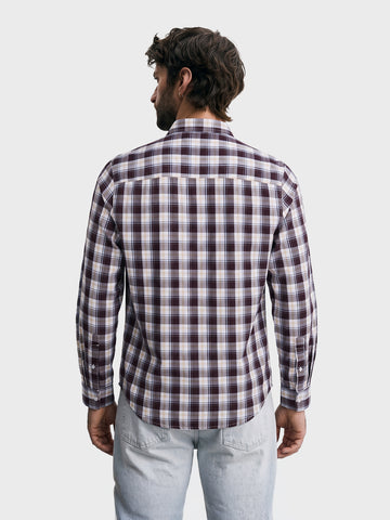 Men's Brown Slim Fit Checkered Casual Shirt