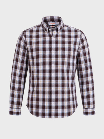 Men's Brown Slim Fit Checkered Casual Shirt