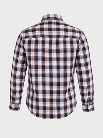 Men's Brown Slim Fit Checkered Casual Shirt