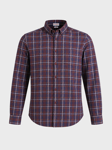 Men's Brown Slim Fit Checkered Casual Shirt