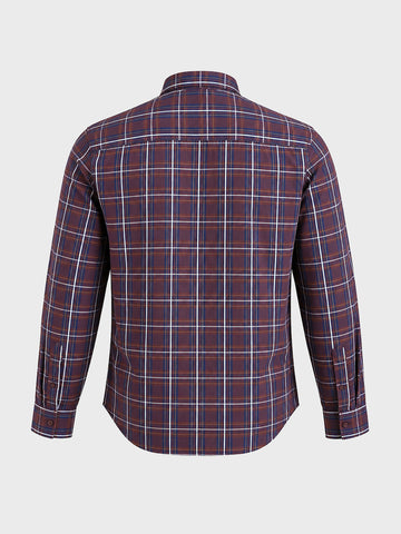 Men's Brown Slim Fit Checkered Casual Shirt