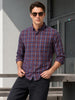 Men's Brown Slim Fit Checkered Casual Shirt