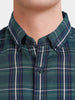 Men's Green Slim Fit Checkered Casual Shirt