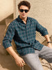 Men's Green Slim Fit Checkered Casual Shirt