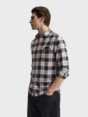 Men's Black Slim Fit Checkered Casual Shirt