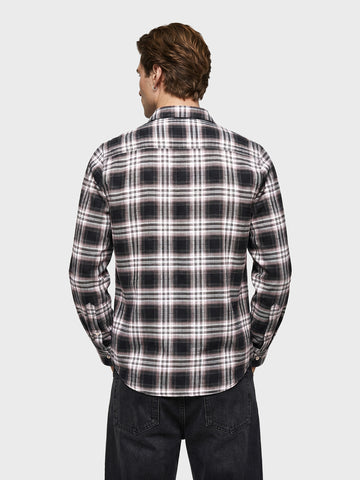 Men's Black Slim Fit Checkered Casual Shirt