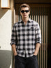 Men's Black Slim Fit Checkered Casual Shirt