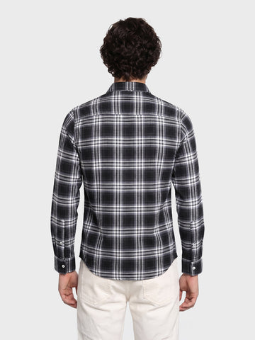 Men's Black Slim Fit Checkered Casual Shirt