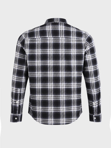 Men's Black Slim Fit Checkered Casual Shirt