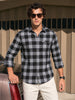 Men's Black Slim Fit Checkered Casual Shirt