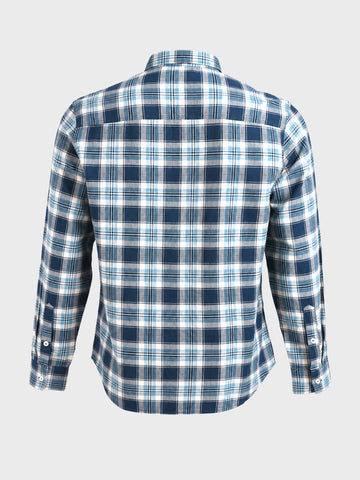 Men's Teal Slim Fit Checkered Casual Shirt
