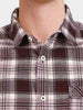 Men's Maroon Slim Fit Checkered Casual Shirt