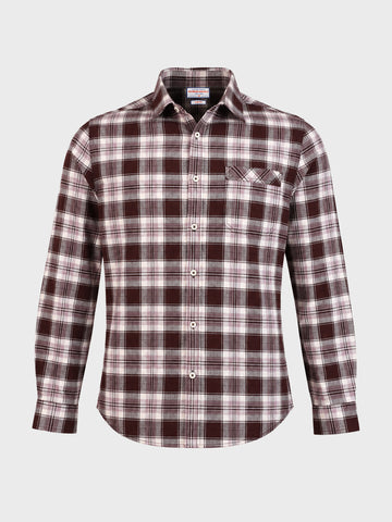 Men's Maroon Slim Fit Checkered Casual Shirt