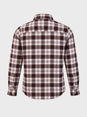Men's Maroon Slim Fit Checkered Casual Shirt