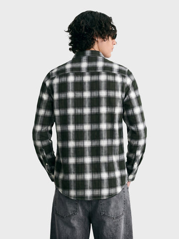Men's Green Slim Fit Checkered Casual Shirt