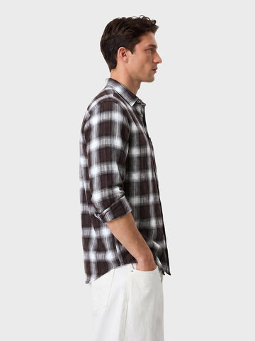 Men's Maroon Slim Fit Checkered Casual Shirt