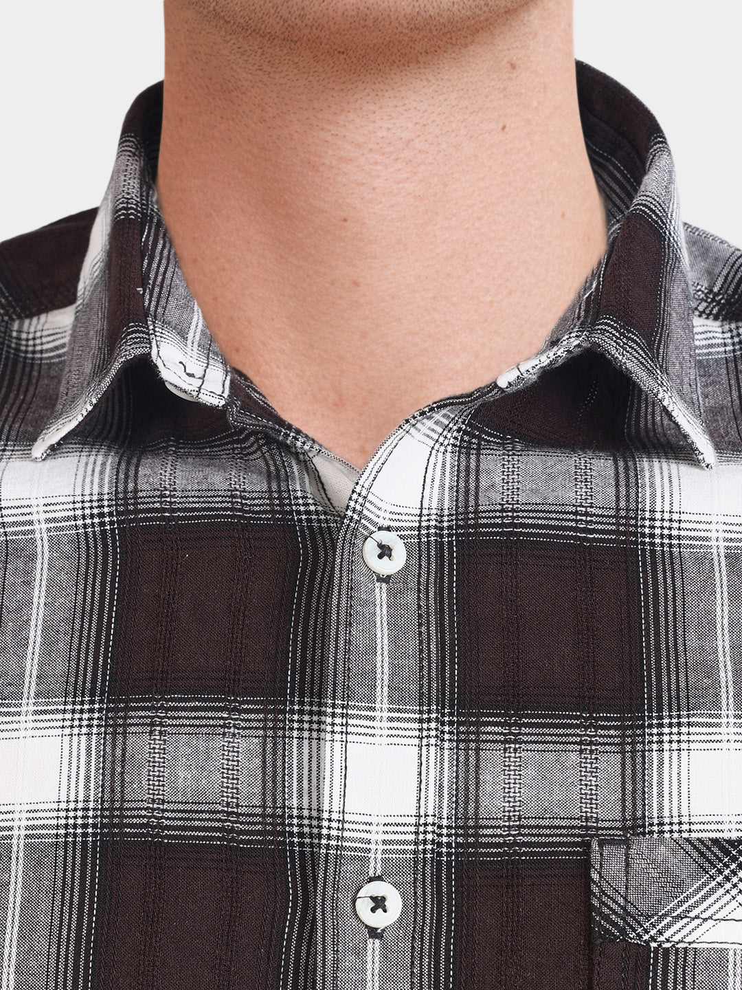 Men's Maroon Slim Fit Checkered Casual Shirt