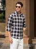 Men's Maroon Slim Fit Checkered Casual Shirt