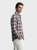Men's Khaki Slim Fit Checkered Casual Shirt